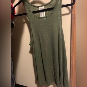 Green Free People Long Beach Ribbed Swing Tank